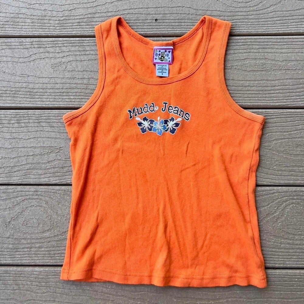 Vintage Y2K Mudd Jeans Tank Top Hawaiian Flowers Surfing Size Small